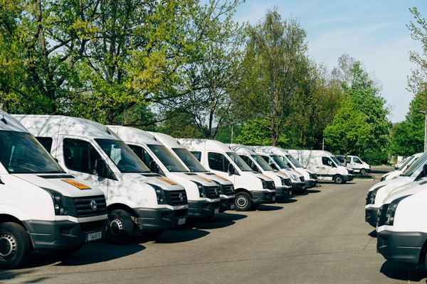 Fleet of white commercial vans | Commercial Auto